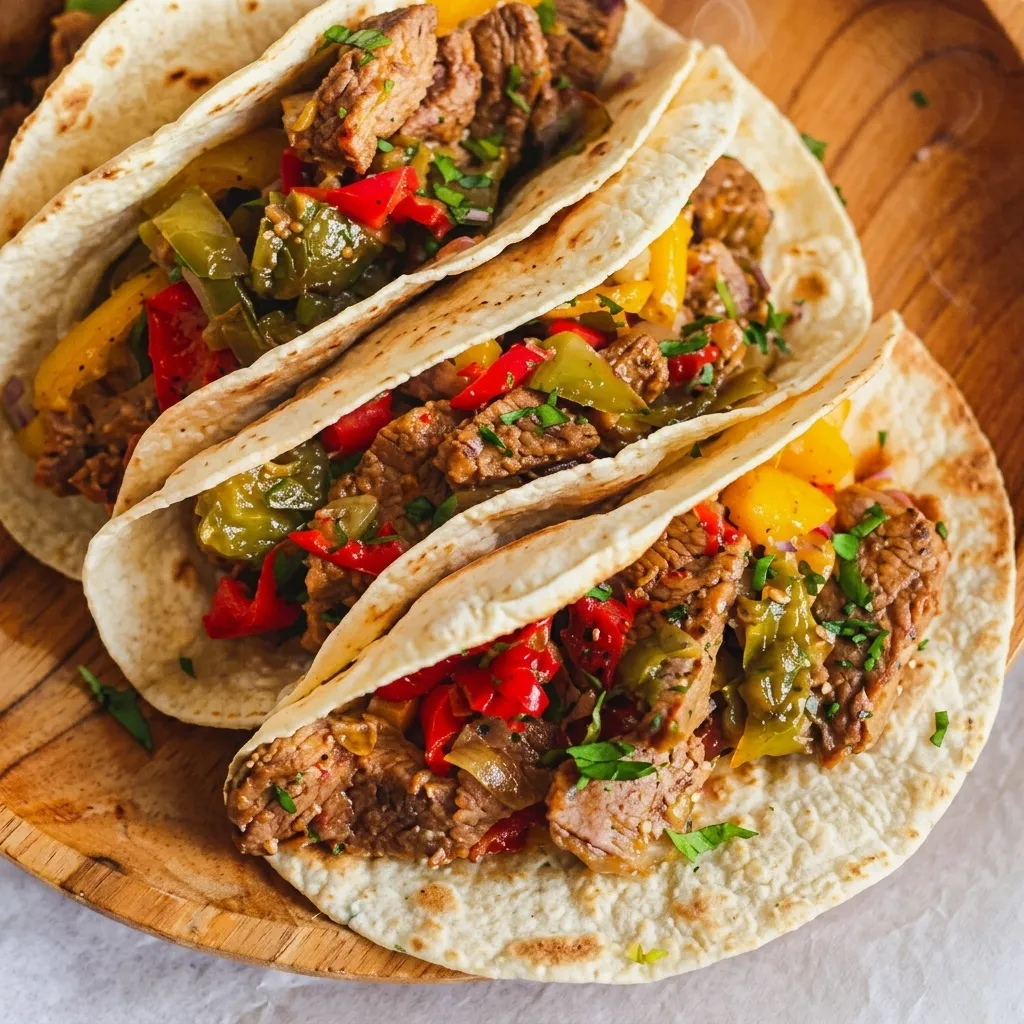 Sizzling fajitas in Leduc, Alberta - skillet of bell peppers, onions and grilled meat with tortillas at Habaneros Mexican Grill